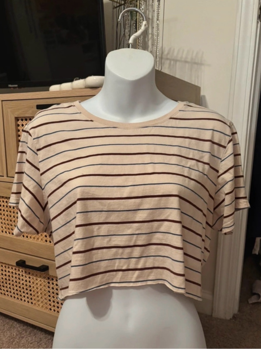 ‼️EUC: Pact Organic Striped Cropped T-Shirt - L